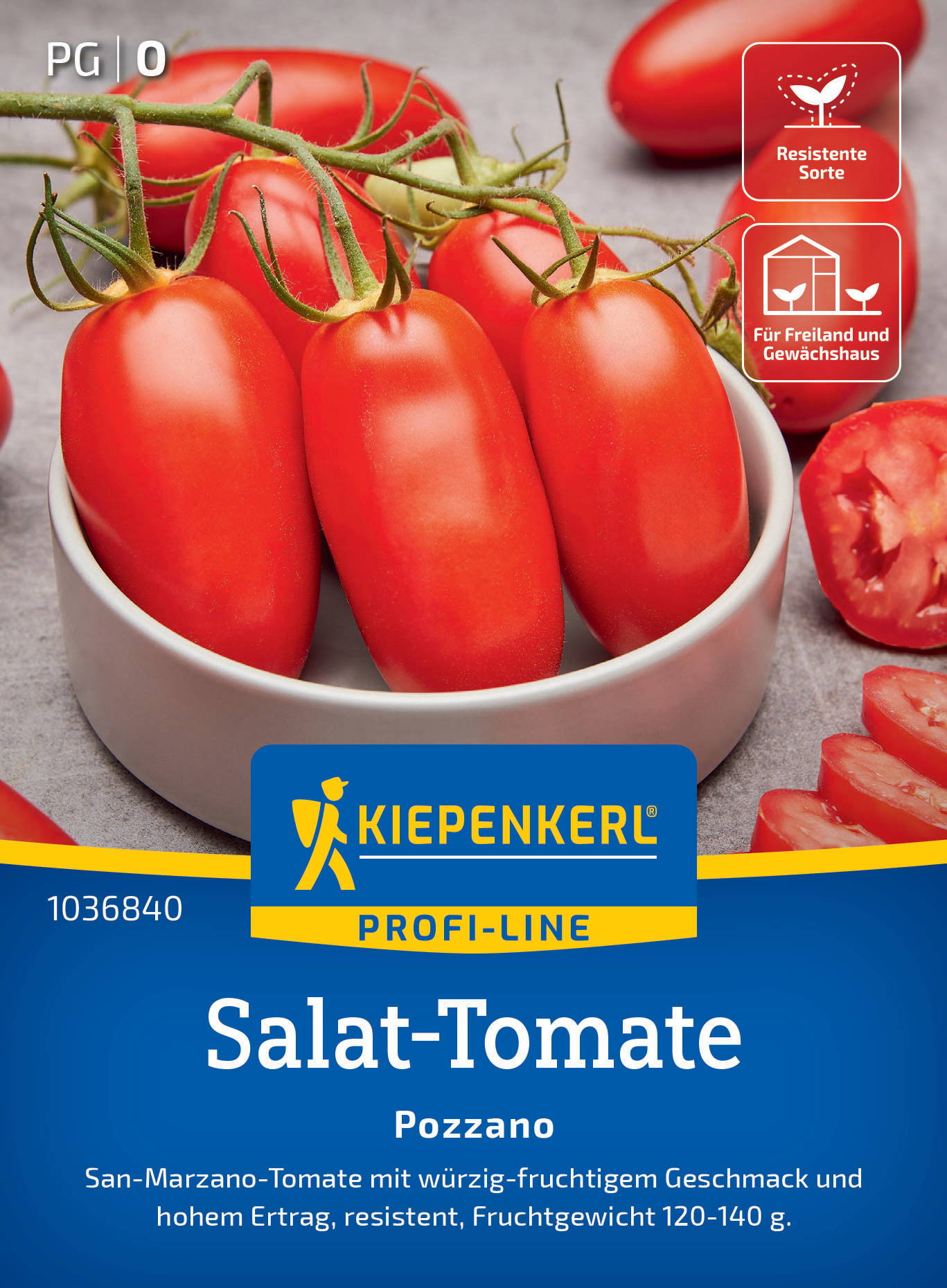 Rote San-Marzano-Tomaten auf weißer Schüssel, einige Tomaten halbiert, grauer Hintergrund.