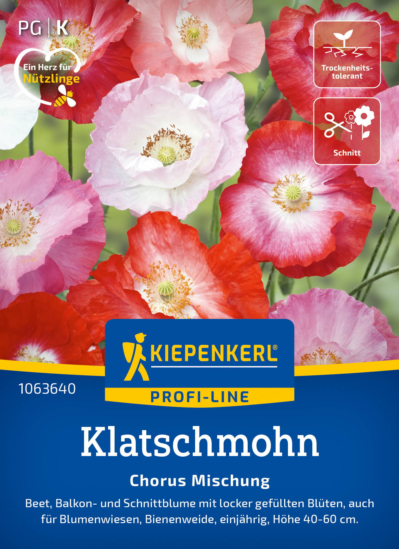Bunte Klatschmohnblumen in verschiedenen Farben auf dem Produktbild.