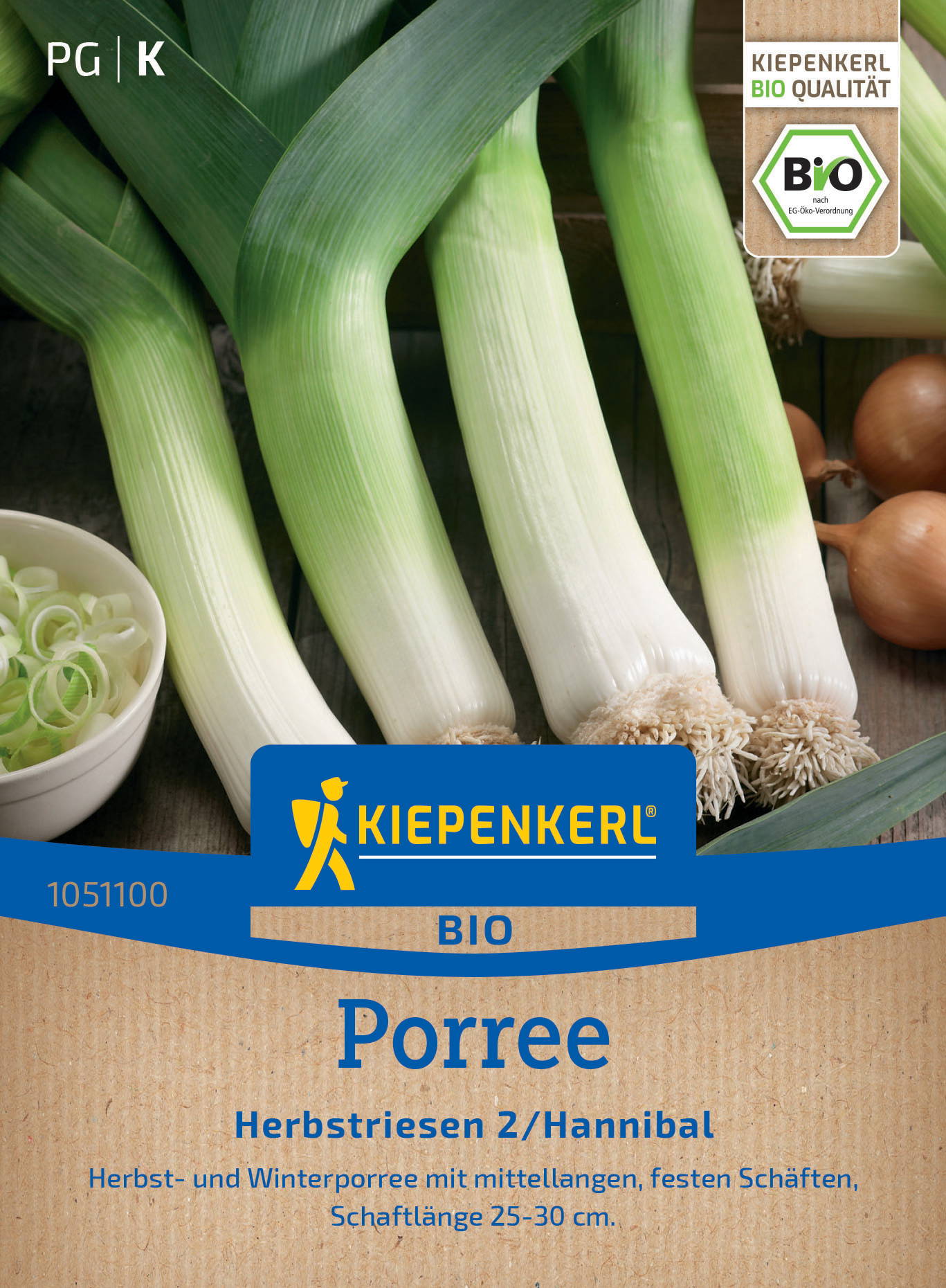 Vier grüne Lauchstangen mit weißen Enden, daneben Zwiebeln und geschnittene Lauchscheiben in einer Schüssel.