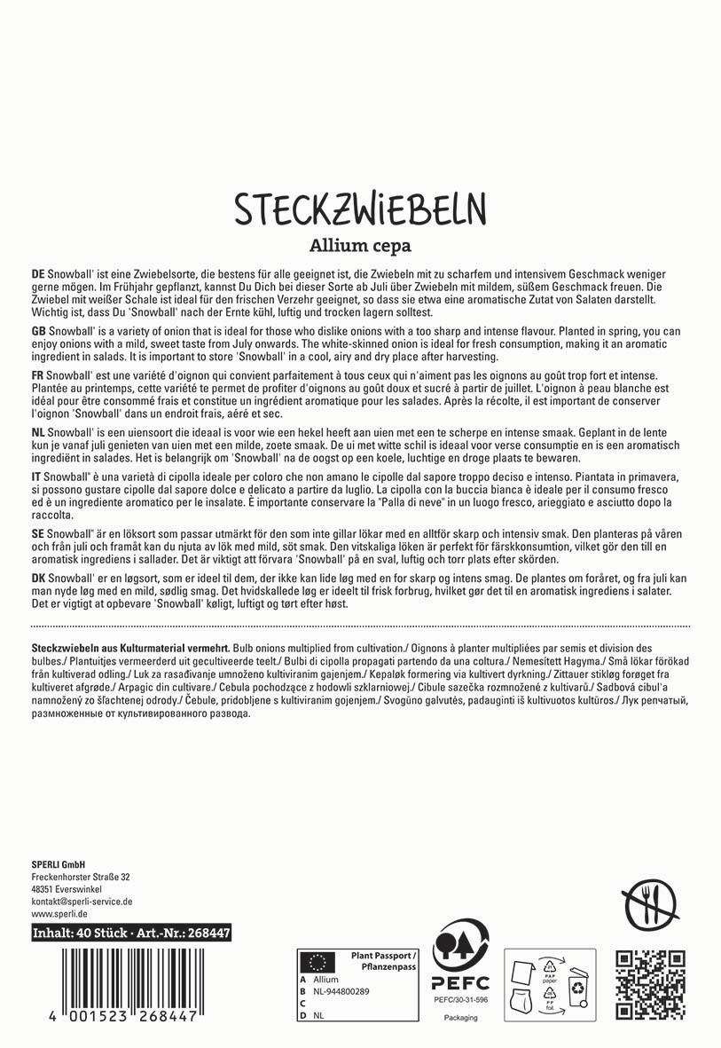 Paket mit weißem Hintergrund, enthält Text in mehreren Sprachen und Symbole für Pflanzenschutz und Recycling.