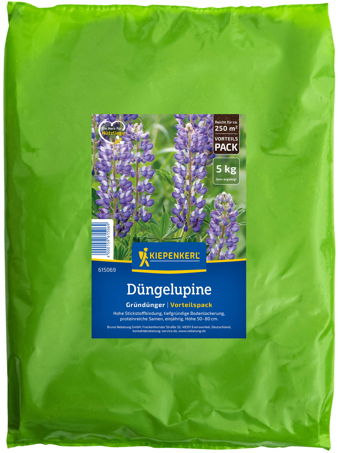 Kiepenkerl Düngelpine Vortielpack mit 5 kg, tiefgründiger Boden, proteinreiche Samen für Pflanzen.