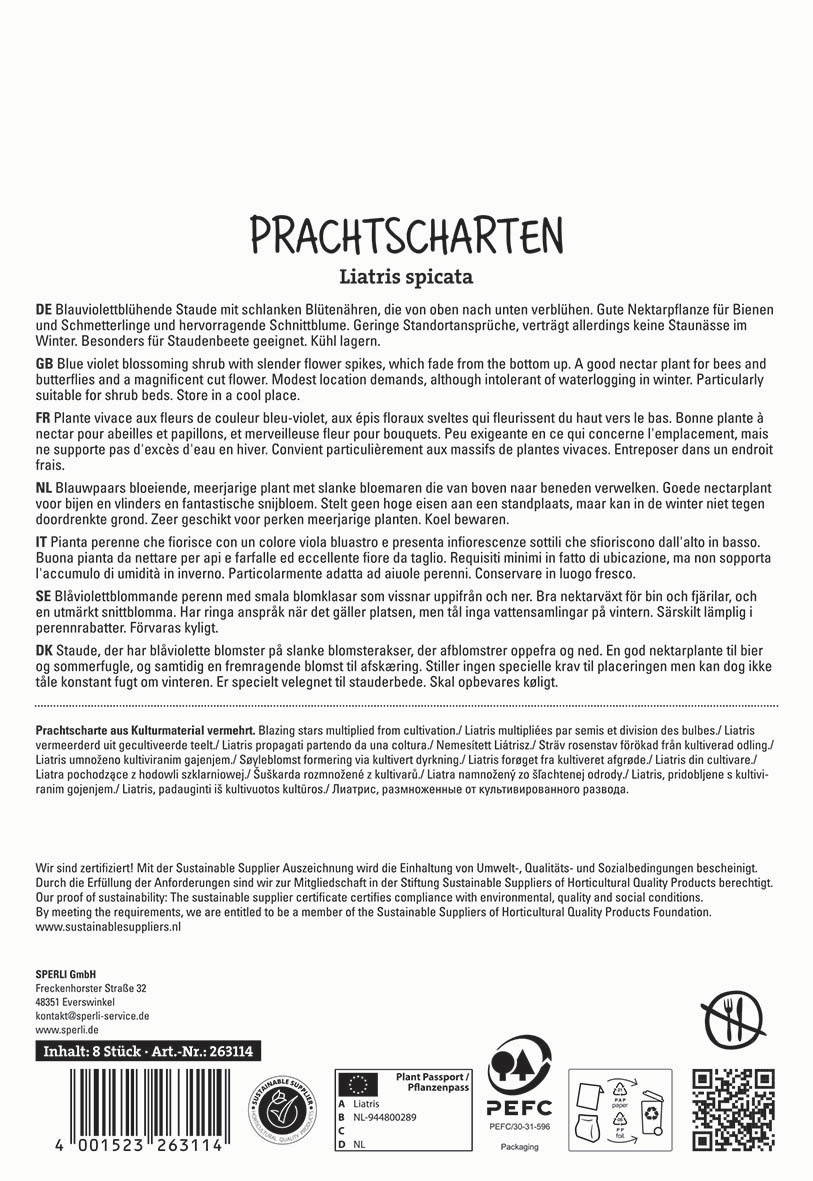 Blauviolett blühende Staude mit schlanken Blütenährsen, gute Nektarpflanze für Bienen und Schmetterlinge, winterhart.