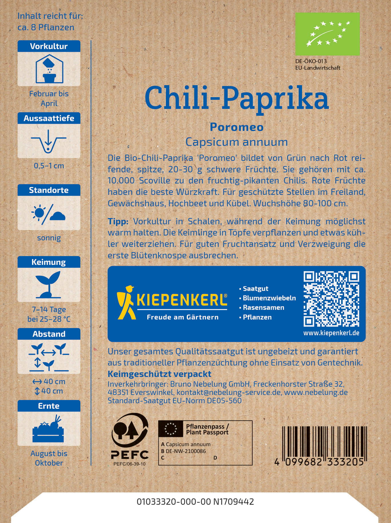 Text auf einer Papiersorte mit pflanzenbezogenen Informationen und QR-Code.