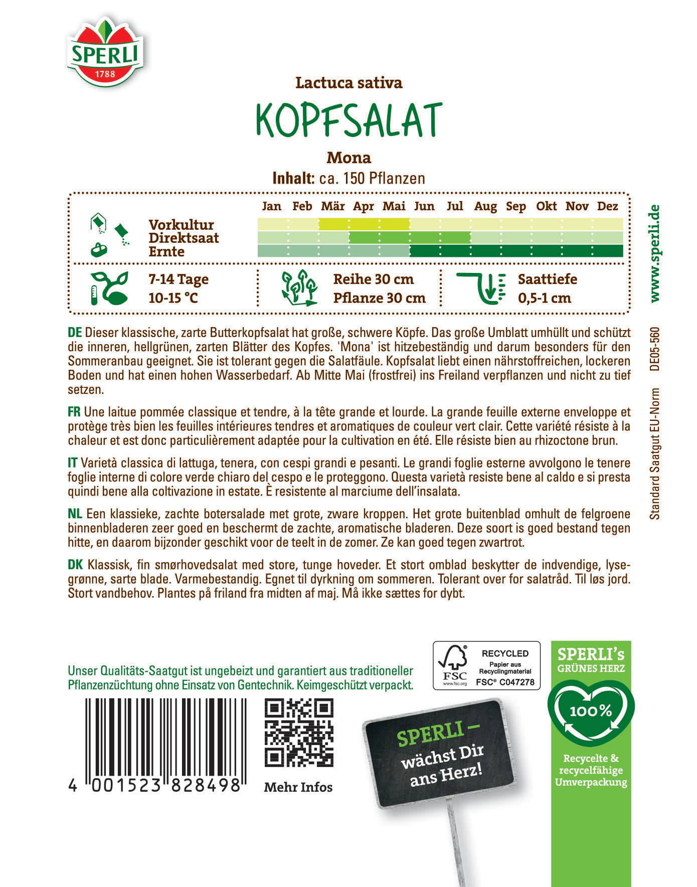 Kopfsalat Laub, flach, große,-innenliegende Blätter, dunkelgrün, für Salat Töpfe.