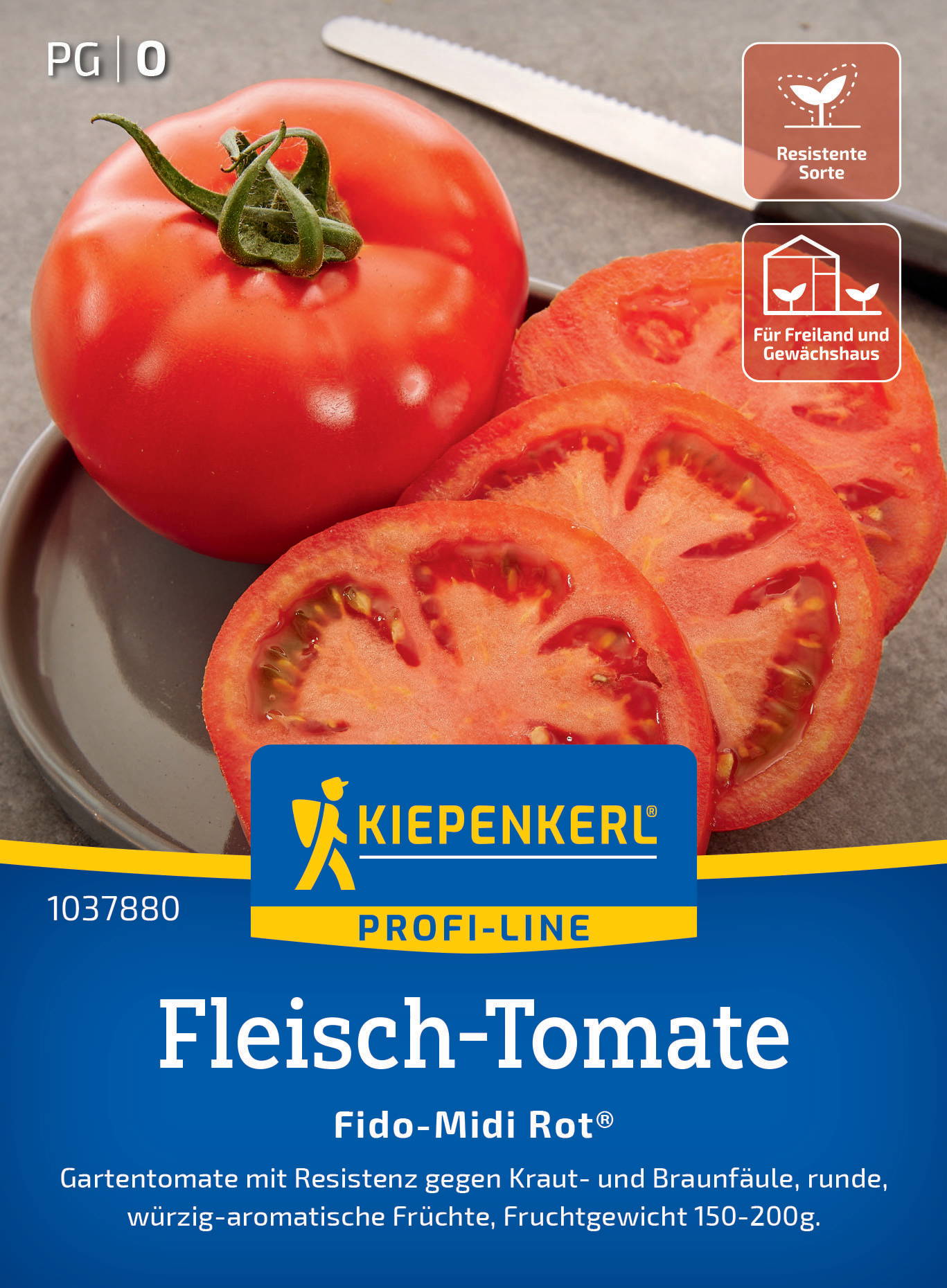 Rote Fleischtomate auf grau-sandfarbenem Hintergrund, halbiert mit mehreren Scheiben.