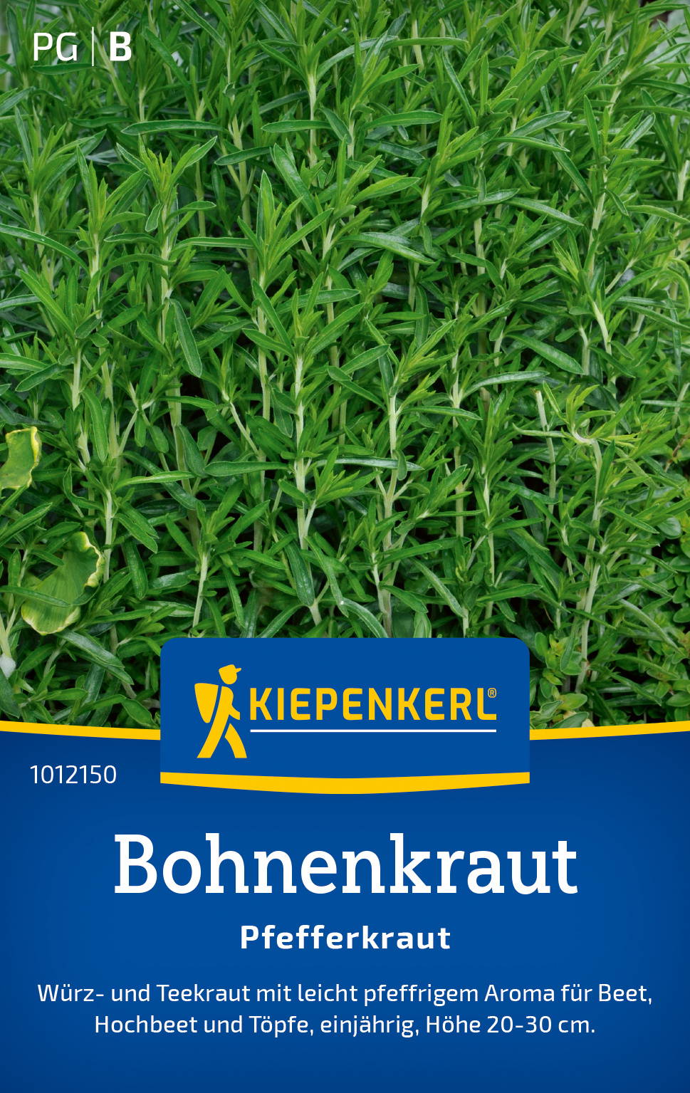 Bohnensaatgut mit grünen Trieben, Kiepenkerl Marke, Griff  