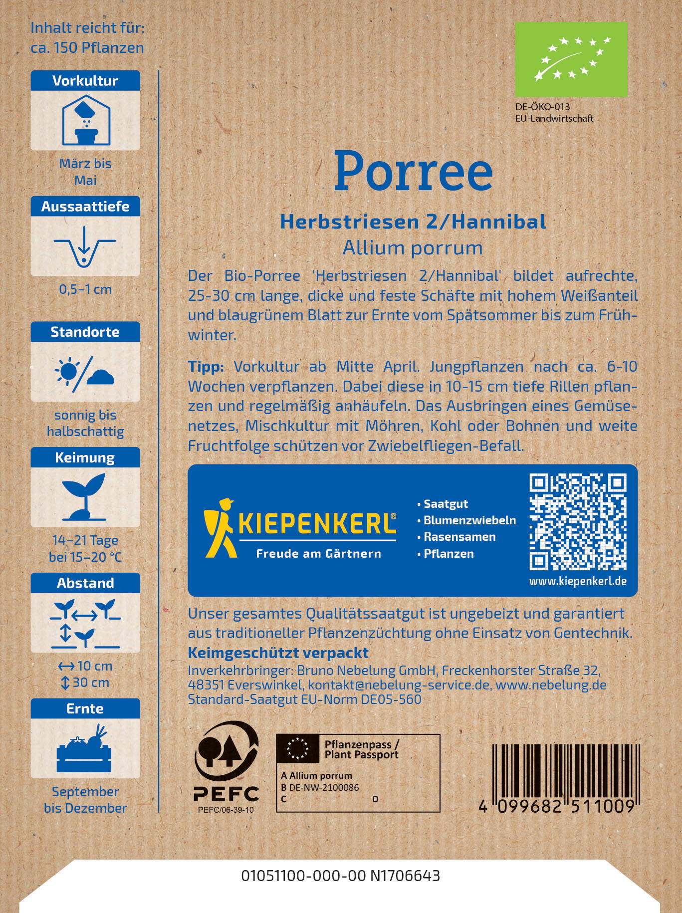 Etikett mit Text, Logos, QR-Code, BarCode, Symbole, Website, Adresse, Produktinformationen und Hinweise.