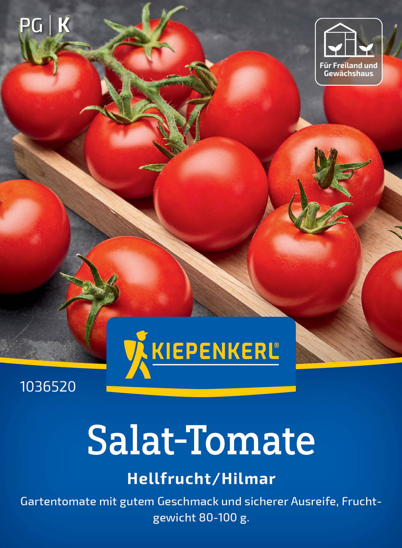 Rote Tomaten mit grünen Stielen in Holzschale auf dunklem Hintergrund.