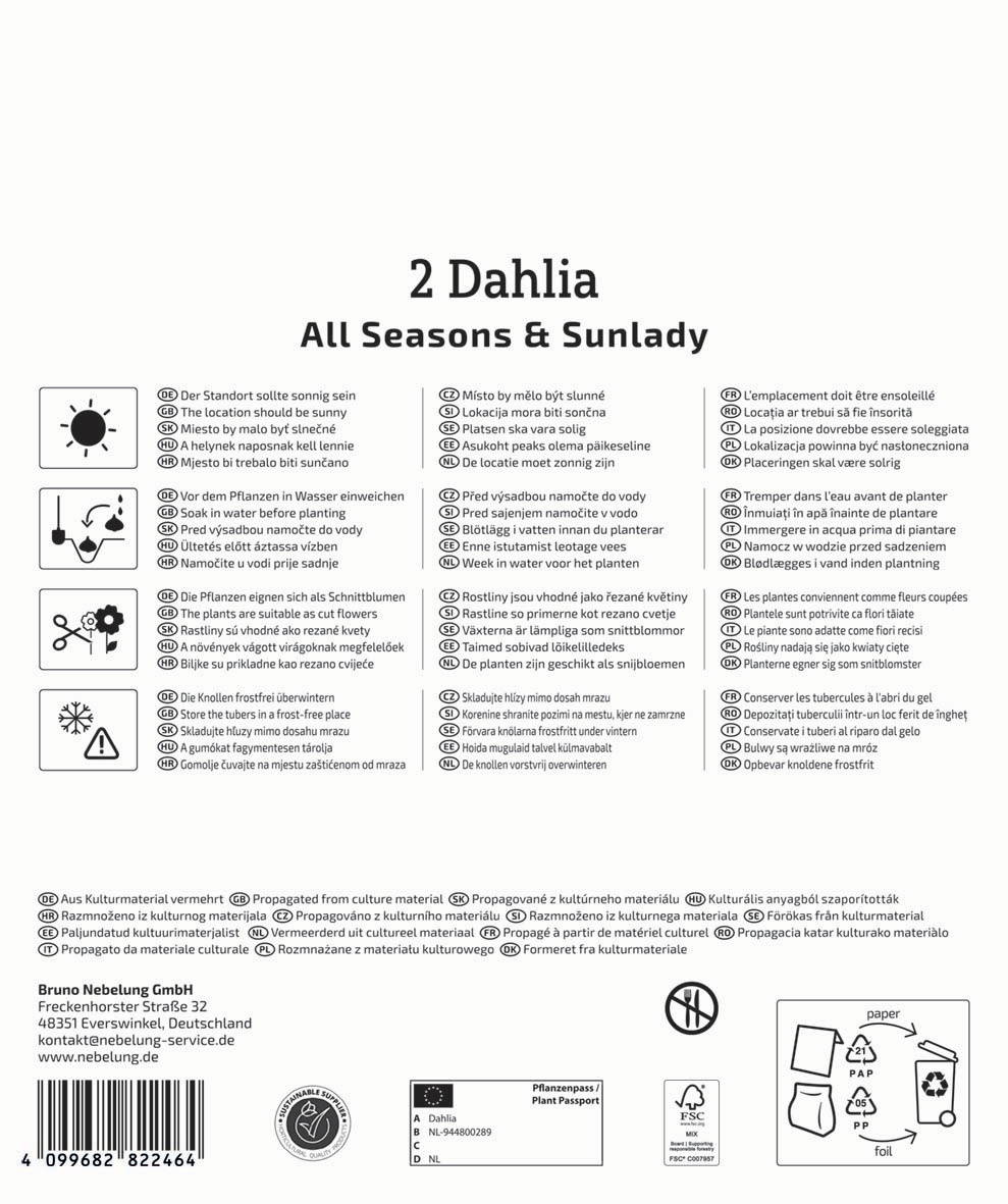 Anleitungstext mit Symbole und mehrsprachigen Erklärungen für Pflanzen- und Frostschutzmaßnahmen.