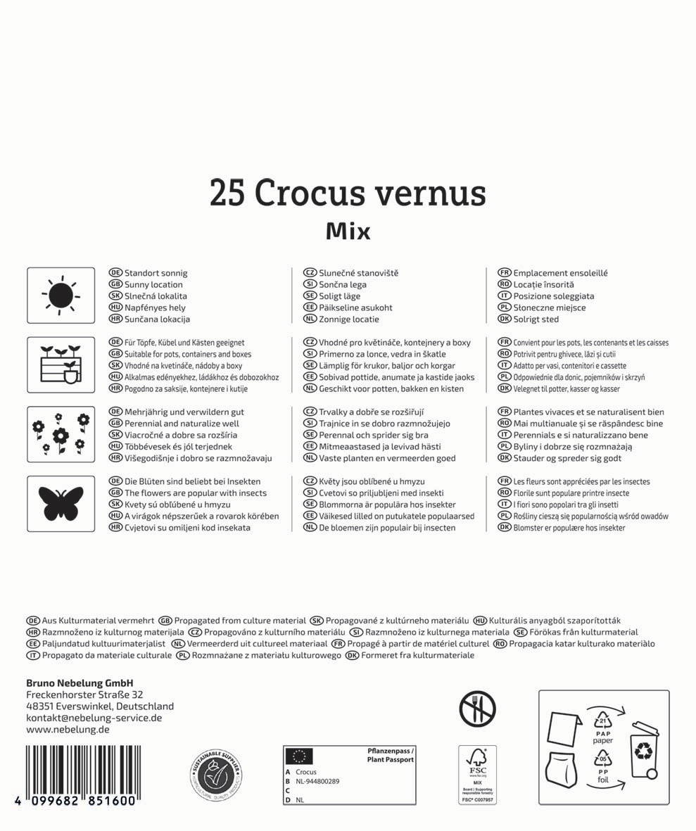 Digitales Verschnitt-Symbol, Pflanzenpass, Barcodes, Recycling- und FSC-Logo, Textinformationen, Icons für Kulturmaterial.