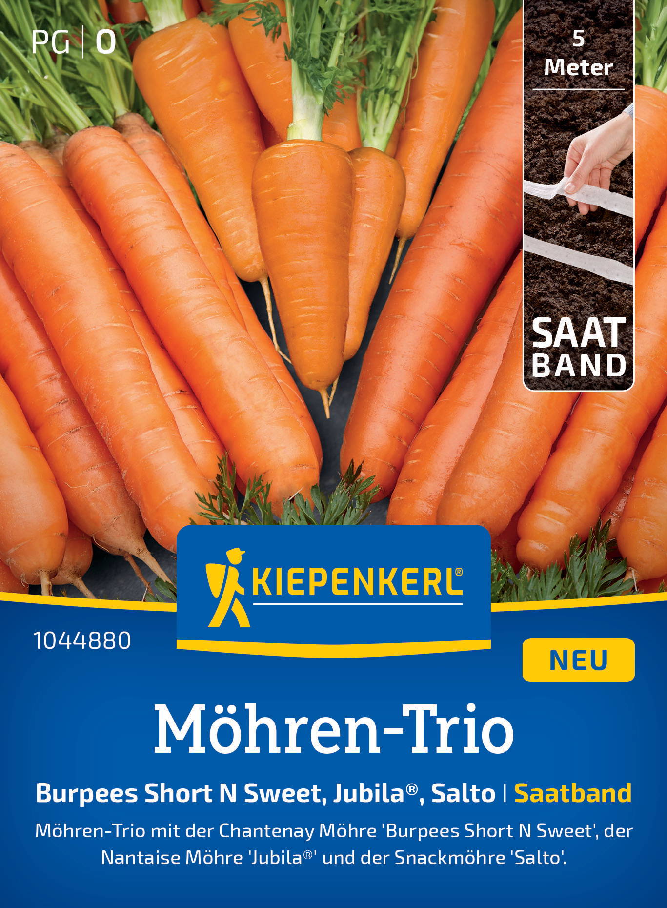 Möhrensamen-Trio Short ‘N Sweet, Salto, Jubila, Saatband