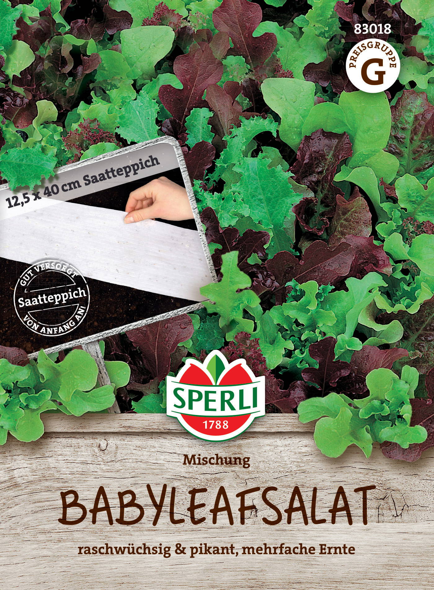Salatsamen Babyleaf Mischung, Saatteppich