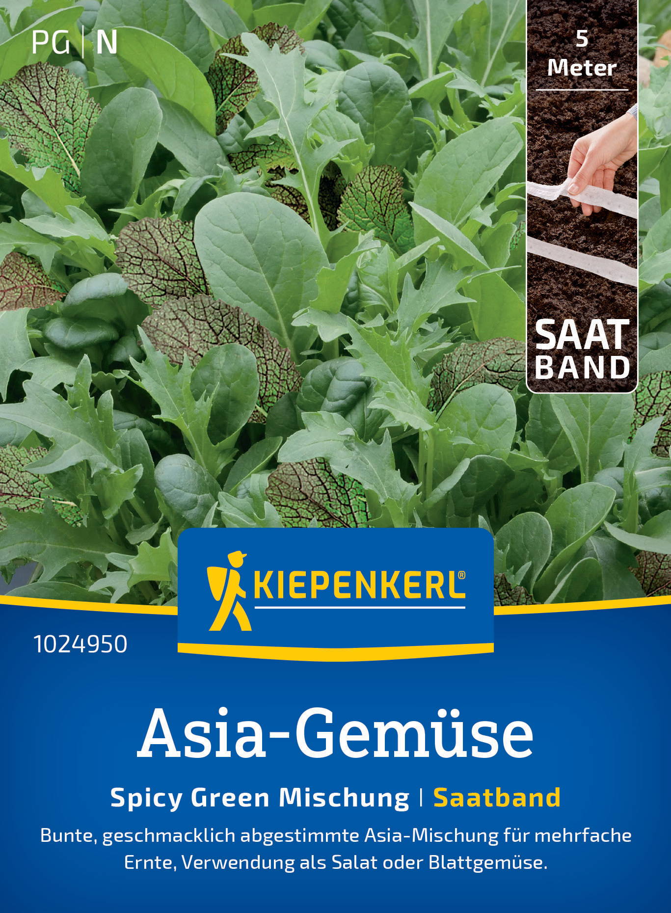 Asia-Gemüsesamen Spicy Green Mischung, Saatband